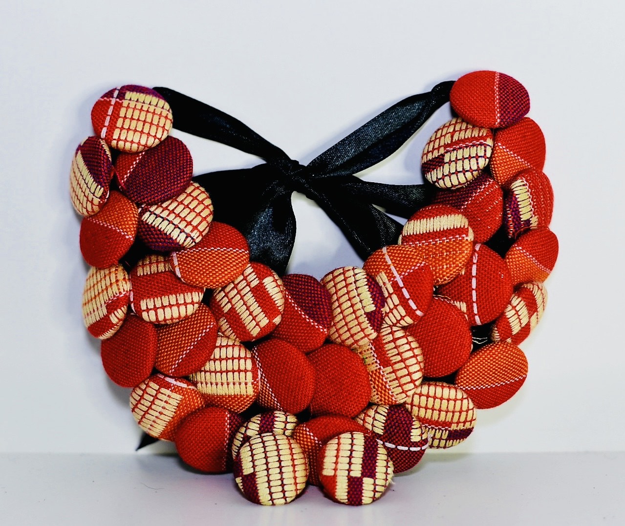 Kente Ankara handmade button bibs necklace and button earrings