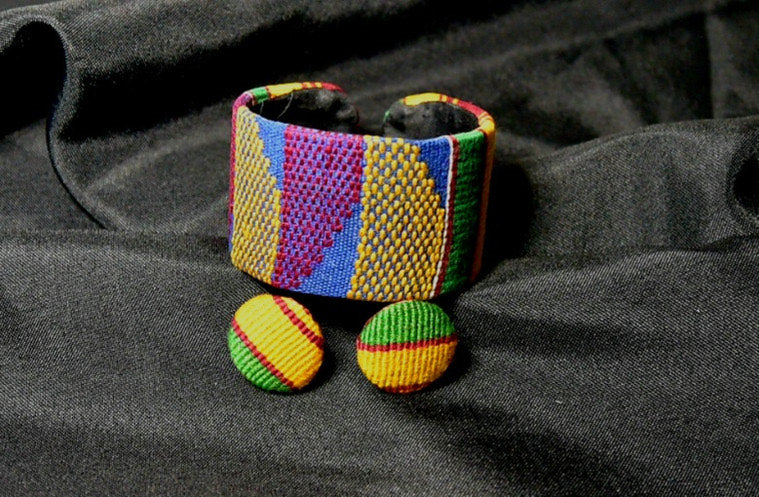 Kente Ankara Handmade Bracelet and Earrings